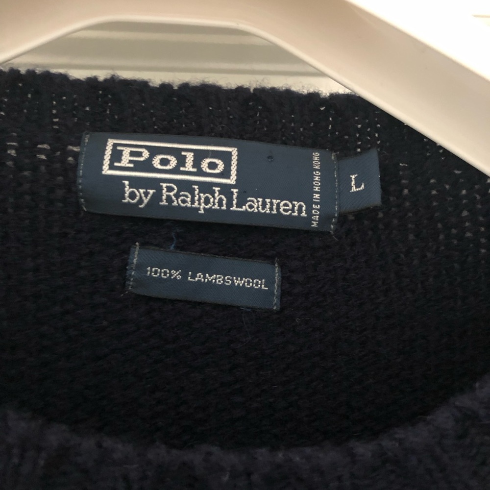 Polo by Ralph Lauren Navy Crewneck Sweater with American Flag - Picture 2 of 3